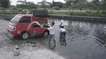 Kolam pencucian kendaraan, salah satu unit usaha BUMDes Mahanani Desa Manjungan selain obyek wisata Umbul Susuhan (6/9/2021).